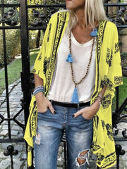 Women's Cardigans Vintage Print Mid Sleeve Cardigan Ins Street