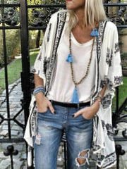 Women's Cardigans Vintage Print Mid Sleeve Cardigan Ins Street