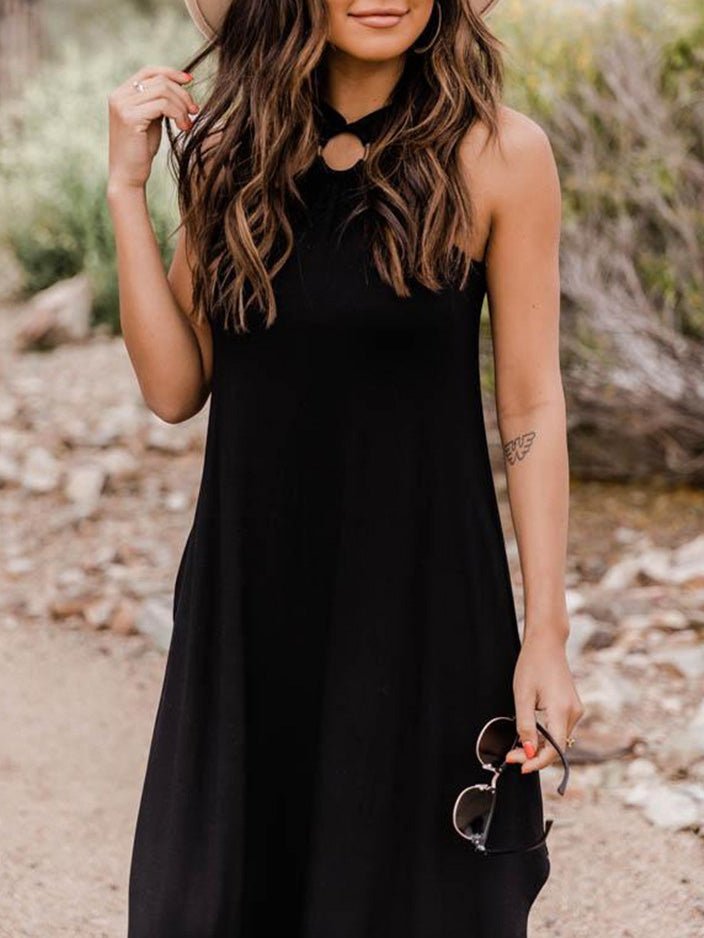 Casual Halterneck Off-Shoulder Pocket Dress Ins Street