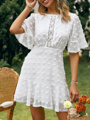 Jacquard Polka Dot Lace Fringed Dress Ins Street