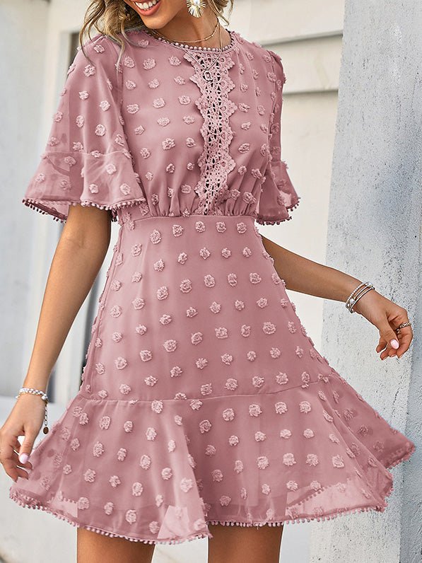 Jacquard Polka Dot Lace Fringed Dress Ins Street