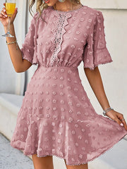 Jacquard Polka Dot Lace Fringed Dress Ins Street