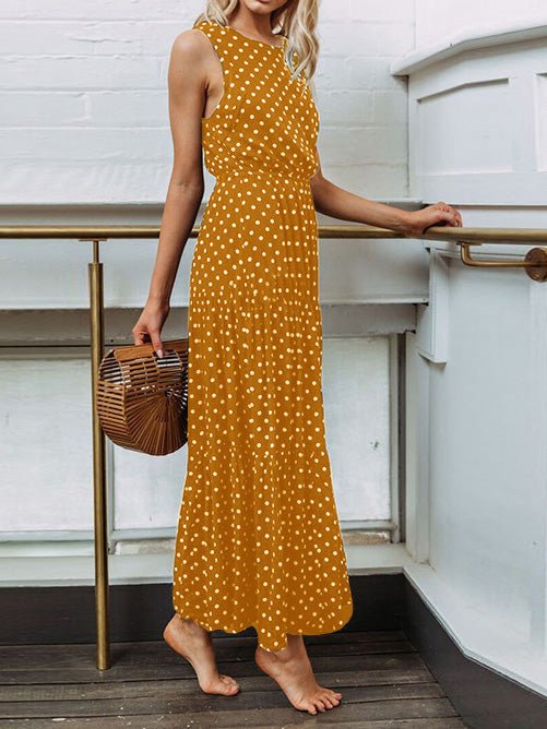 Polka Dot Crew Neck Sleeveless Dress Ins Street