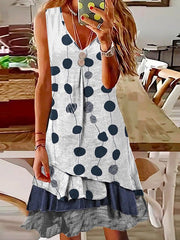 Polka Dot V-Neck Sleeveless Dress Ins Street