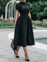 Round Neck Short Sleeve Slim Dress Ins Street