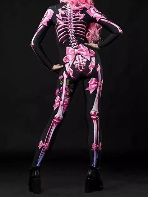 Jumpsuit Halloween Skull Skeleton Print Jumpsuit Ins Street