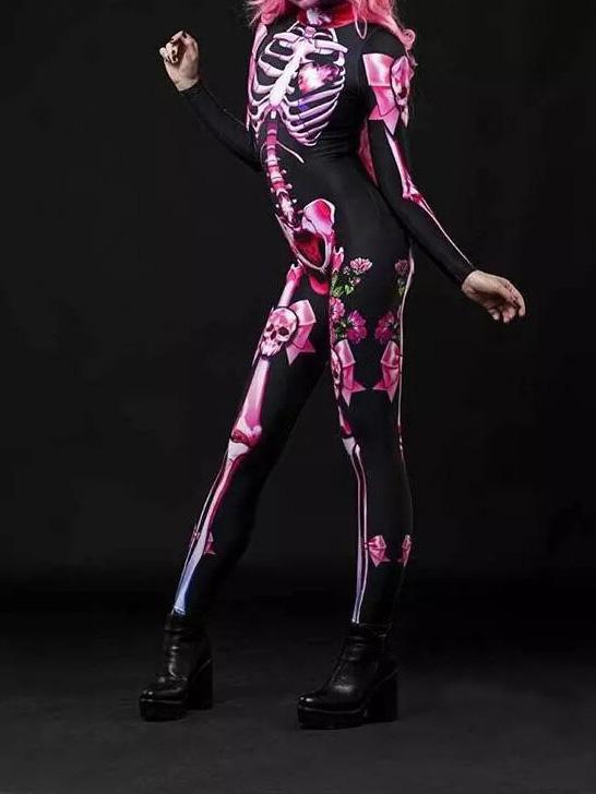 Jumpsuit Halloween Skull Skeleton Print Jumpsuit Ins Street