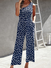 Printed One Shoulder Wide Leg Jumpsuit Ins Street