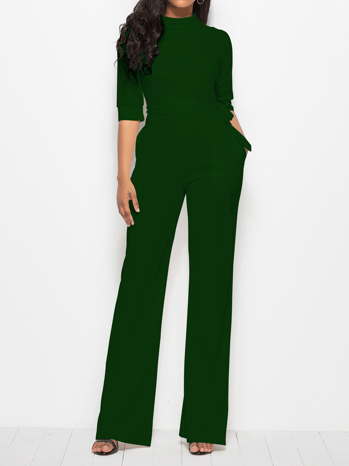 Half top sleeve jumpsuit