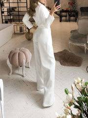 Solid Long Sleeve Slim Fit Jumpsuit Ins Street