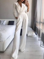 Solid Long Sleeve Slim Fit Jumpsuit Ins Street