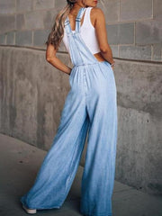 Wide-Leg Leisure Vacation Denim Jumpsuit Ins Street