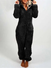 Pajamas Furry Zipper Jumpsuit Hooded Pajamas Ins Street