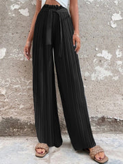 Women's Pants Pleated Tie High Waist Straight Wide Leg Pants Ins Street