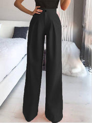 Women's Pants Solid Casual Straight Wide Leg Pants Ins Street