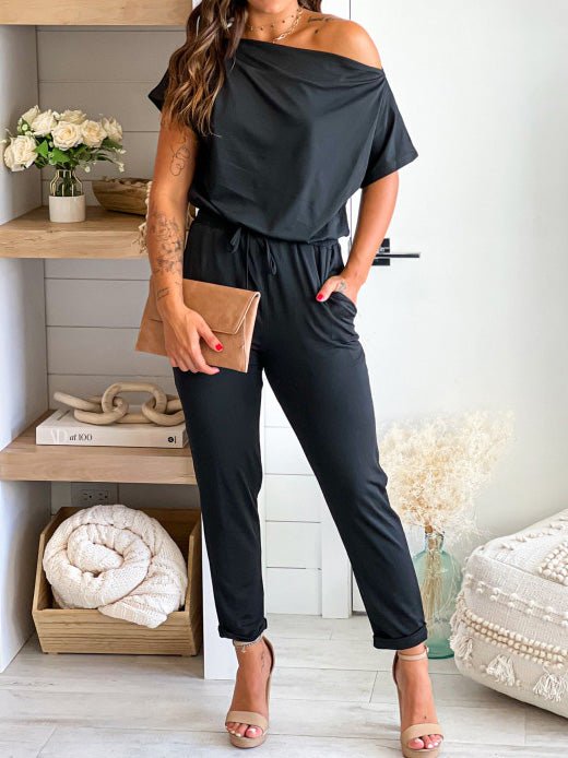 Off-Shoulder Short Sleeve Top & Pants Two-Piece Set Ins Street