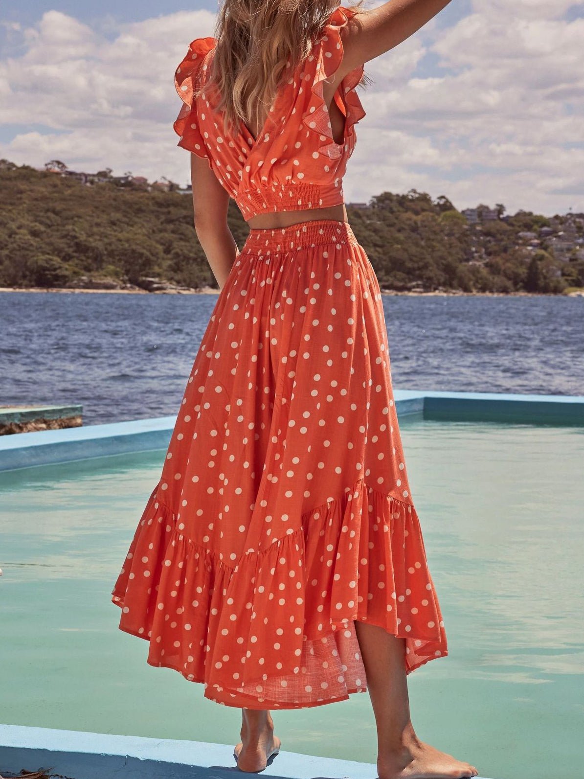 Red polka dot sales two piece set