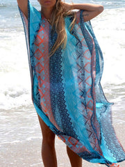 Women's Swimsuit Multicolor Printed Slit Sun Protection Robes Cover-Up Ins Street