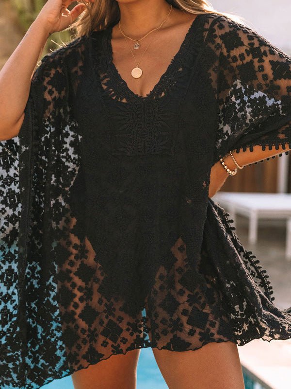 Women's Swimsuit V-Neck Lace Bikini Beach Sun Cover Up Ins Street