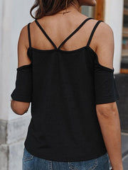 Casual Round Neck Off Shoulder Short Sleeve T-Shirt Ins Street