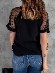 V-Neck Lace Mesh Short Sleeve T-Shirt Ins Street