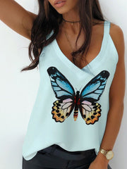 Butterfly Print V-Neck Camisole Ins Street