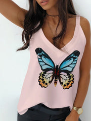 Butterfly Print V-Neck Camisole Ins Street