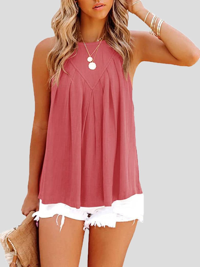 Casual Solid Halter Sleeveless Tank Top Ins Street