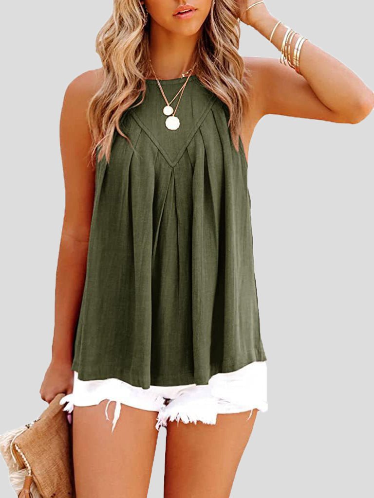 Casual Solid Halter Sleeveless Tank Top Ins Street