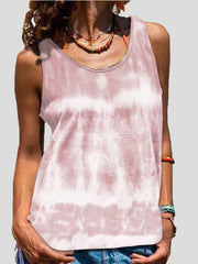 Tie-Dye Print Sleeveless Tank Top Ins Street