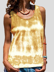 Tie-Dye Print Sleeveless Tank Top Ins Street