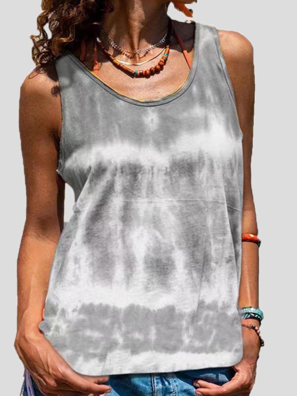 Tie-Dye Print Sleeveless Tank Top Ins Street