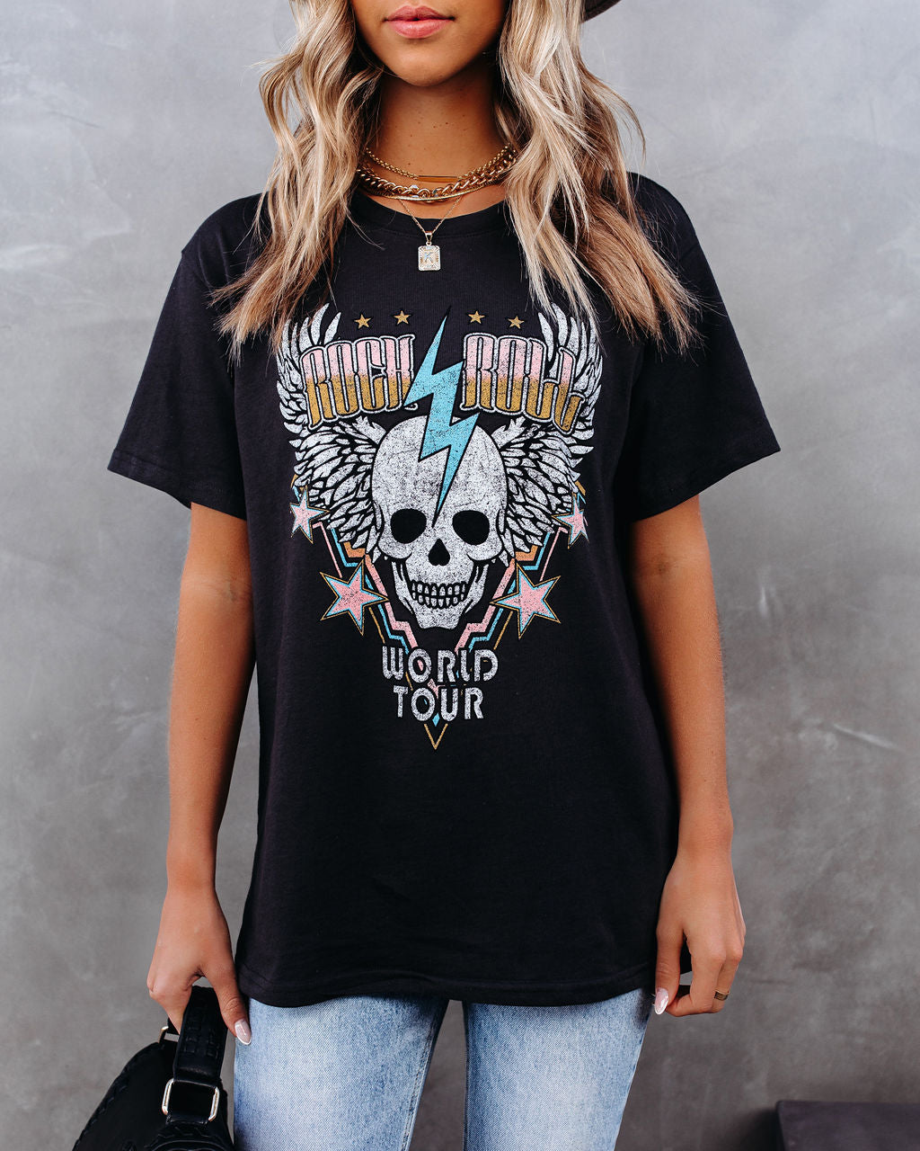 World Tour Rock & Roll Cotton Skull Tee Ins Street