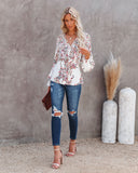 Wrapped Blossoms Button Down Tie Blouse Ins Street
