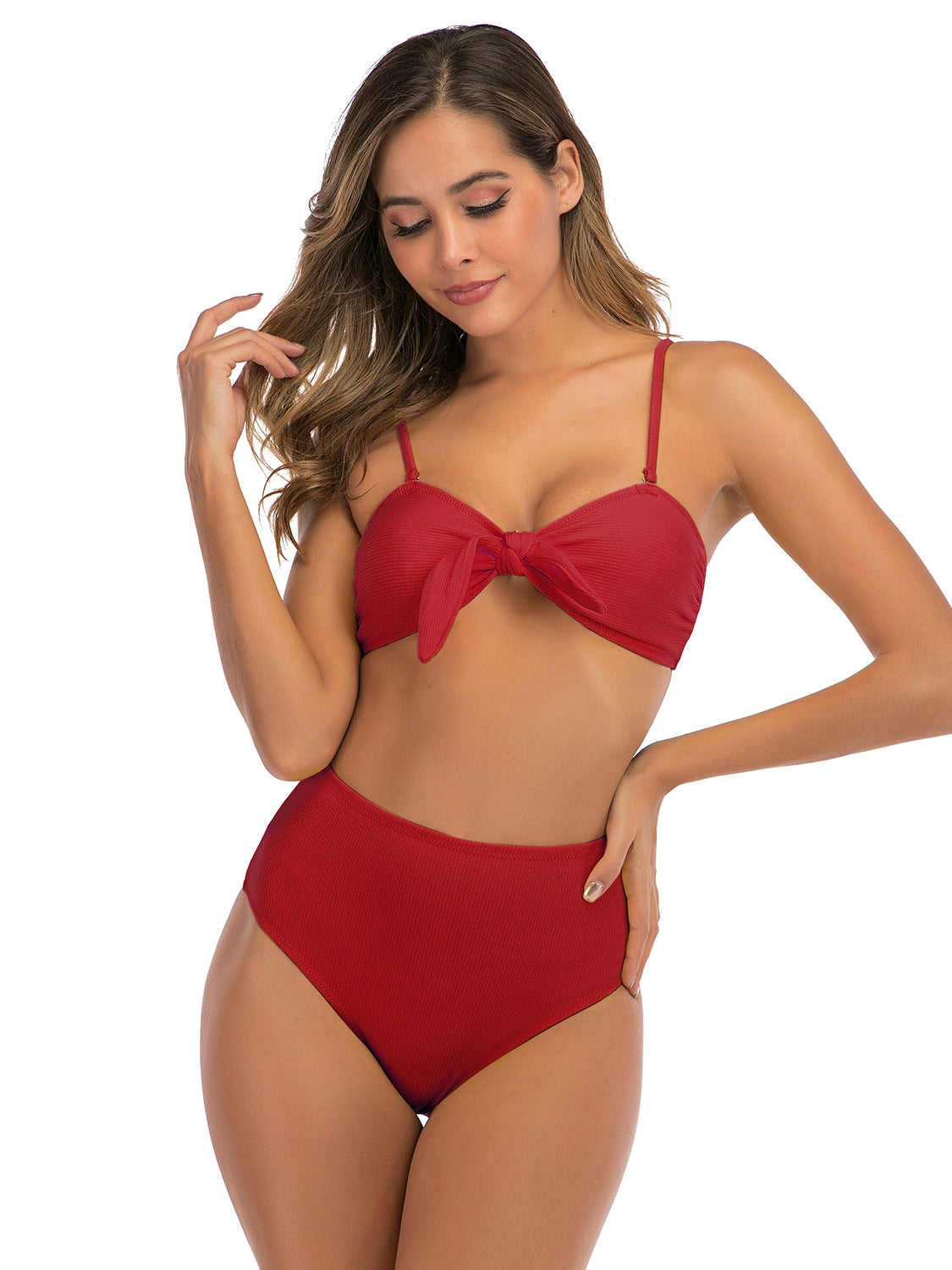 Solid Color Strap Bow Swimsuit 2023-03-14 InsStreet