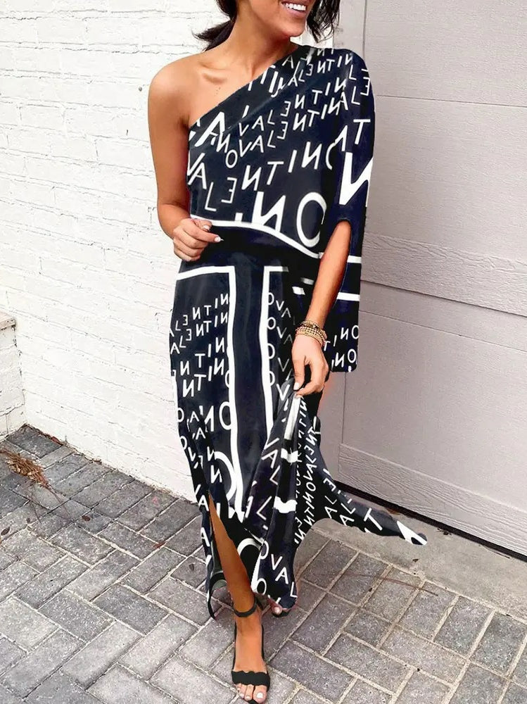 Sloped Shoulder Loose Bohemian Dress 2023-03-14 InsStreet