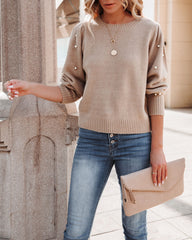 Yorkville Pearl Embellished Knit Sweater - Almond Ins Street