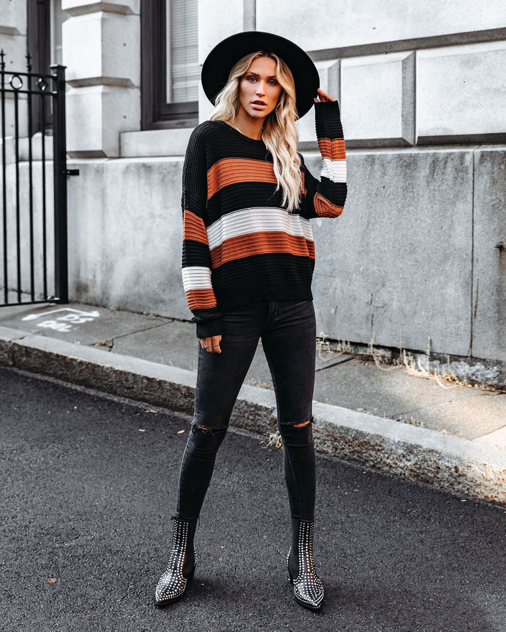 Younes Button Detailed Striped Knit Sweater Ins Street