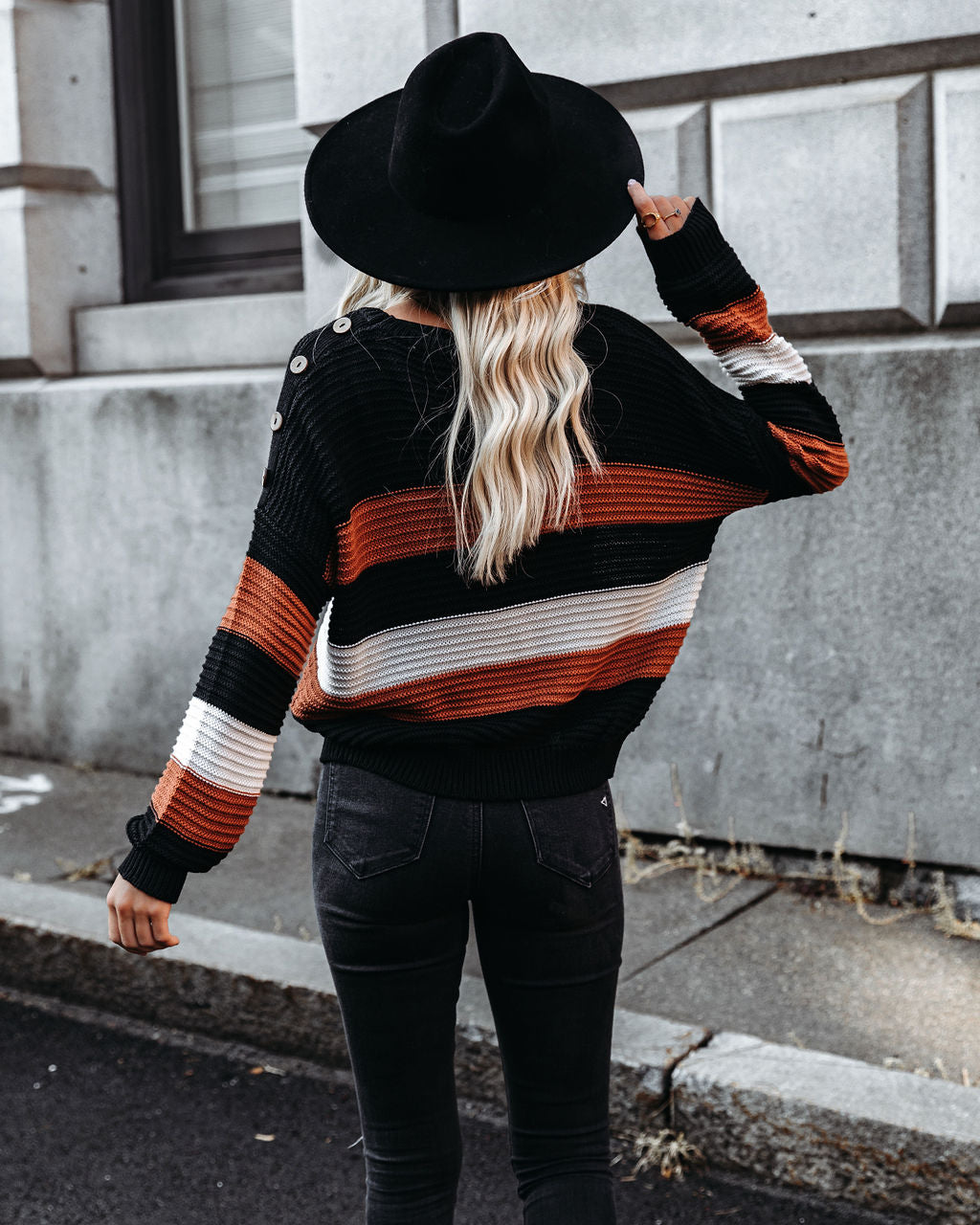 Younes Button Detailed Striped Knit Sweater Ins Street