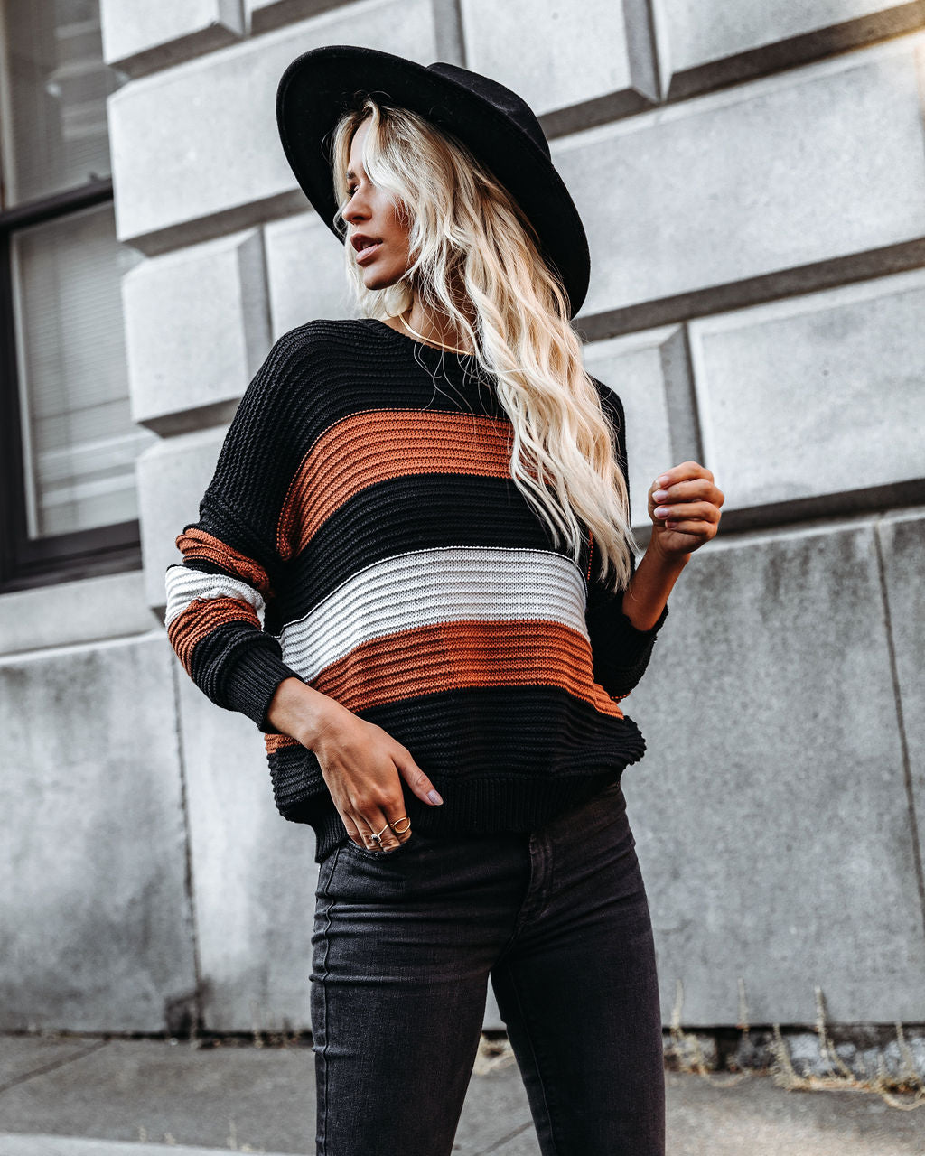 Younes Button Detailed Striped Knit Sweater Ins Street