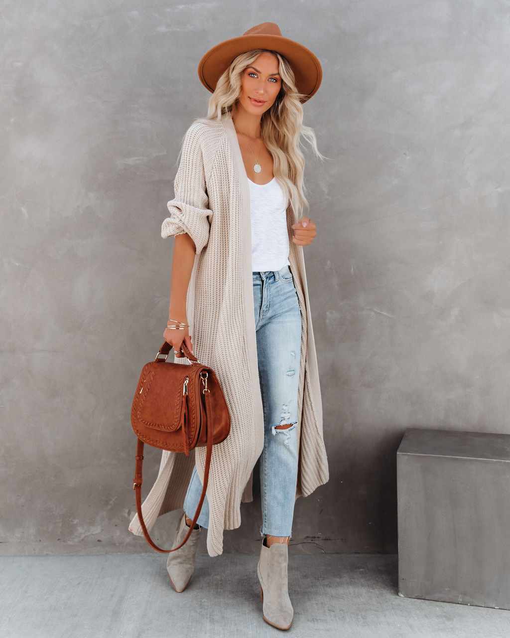 Your Own World Knit Duster Cardigan - Beige Ins Street