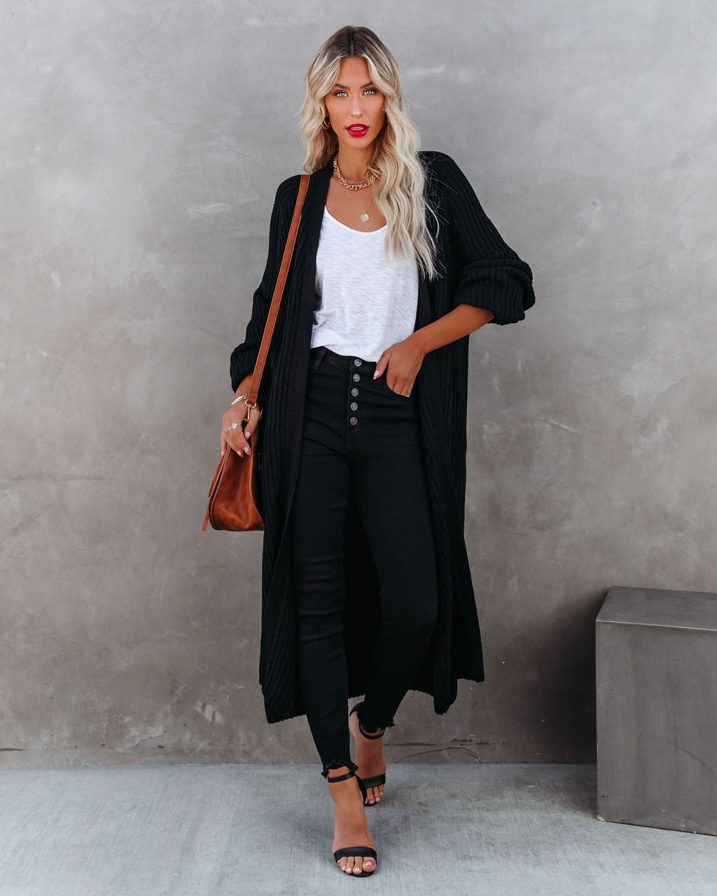 Your Own World Knit Duster Cardigan - Black Ins Street