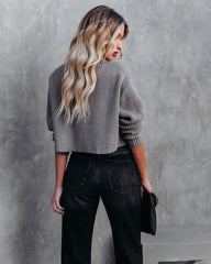 Ysabella Crop Turtleneck Knit Sweater - Pewter Ins Street