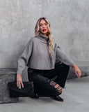 Ysabella Crop Turtleneck Knit Sweater - Pewter Ins Street