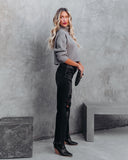 Ysabella Crop Turtleneck Knit Sweater - Pewter Ins Street