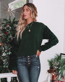 Yumi Contrast Sequin Knit Sweater - Emerald Ins Street
