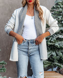 Zak Colorblock Knit Cardigan - Ivory Black Ins Street