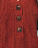 Zev Knit Henley Sweater - Brick Ins Street