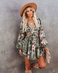 Zida Floral Ruffle Tiered Cutout Dress - Olive Ins Street