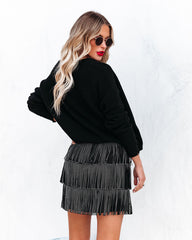 Zoie Studded Fringe Mini Skirt - Black Ins Street